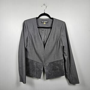 Karl Lagerfeld Paris Gray Two Texture Career Blazer Jacket Stretch‎ Womens 10